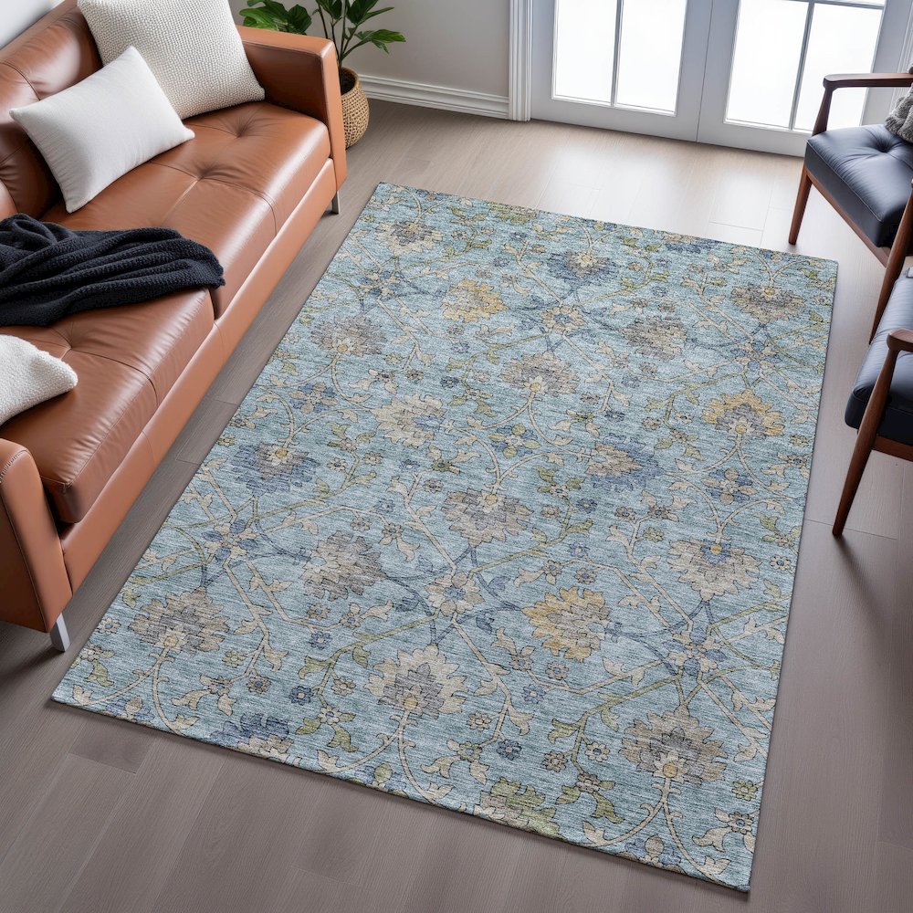 Indoor/Outdoor Silk Road Denim 3' x 5' Rug