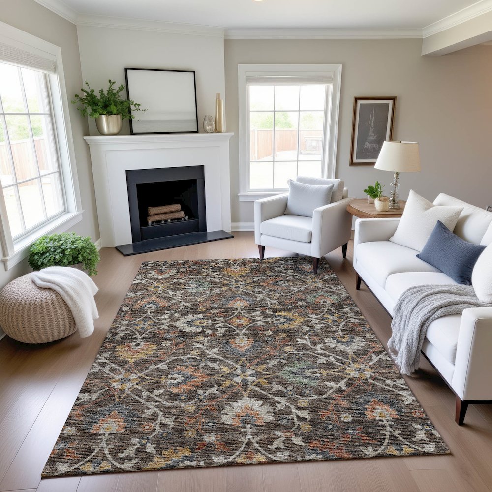 Indoor/Outdoor Silk Road Chocolate 3' x 5' Rug