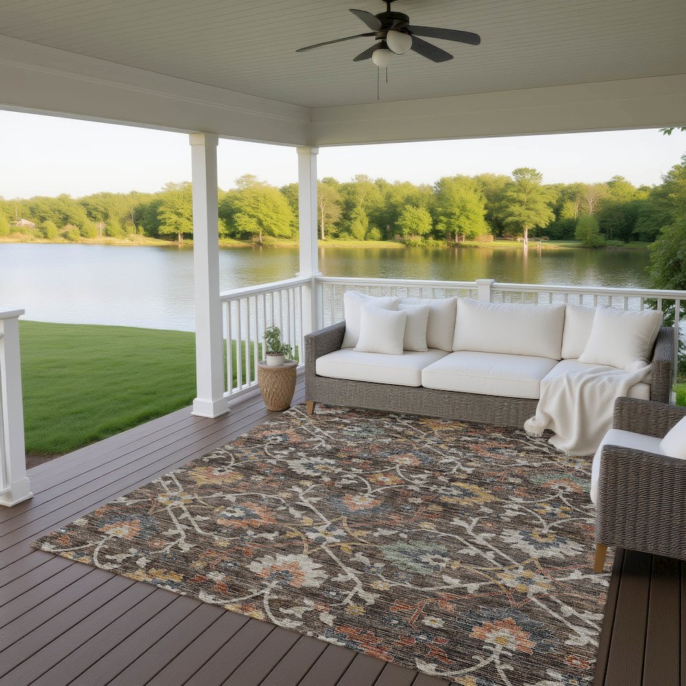 Indoor/Outdoor Silk Road Chocolate 3' x 5' Rug