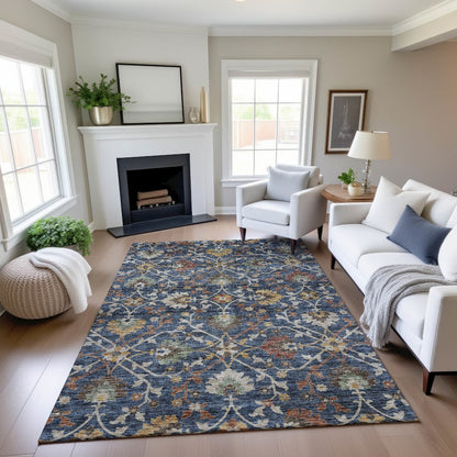 Indoor/Outdoor Silk Road Navy 3' x 5' Rug