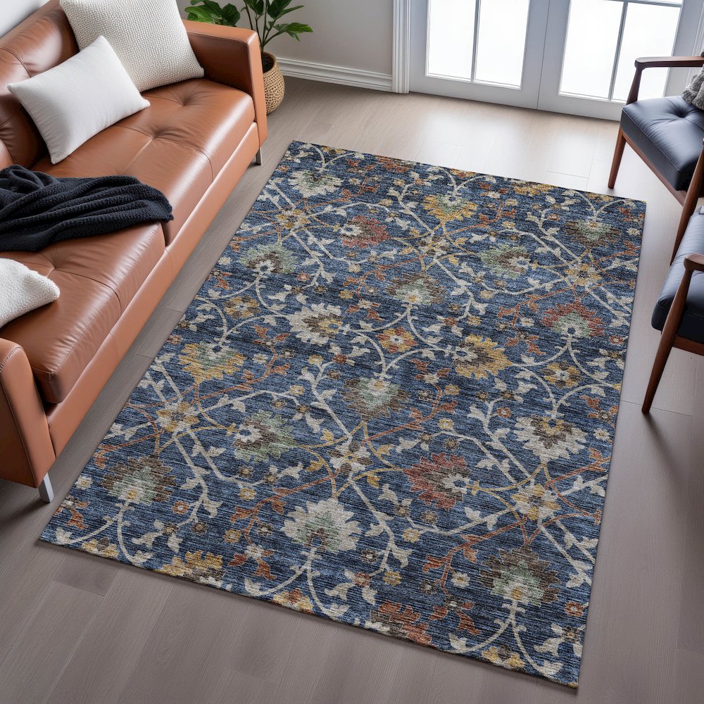 Indoor/Outdoor Silk Road Navy 3' x 5' Rug