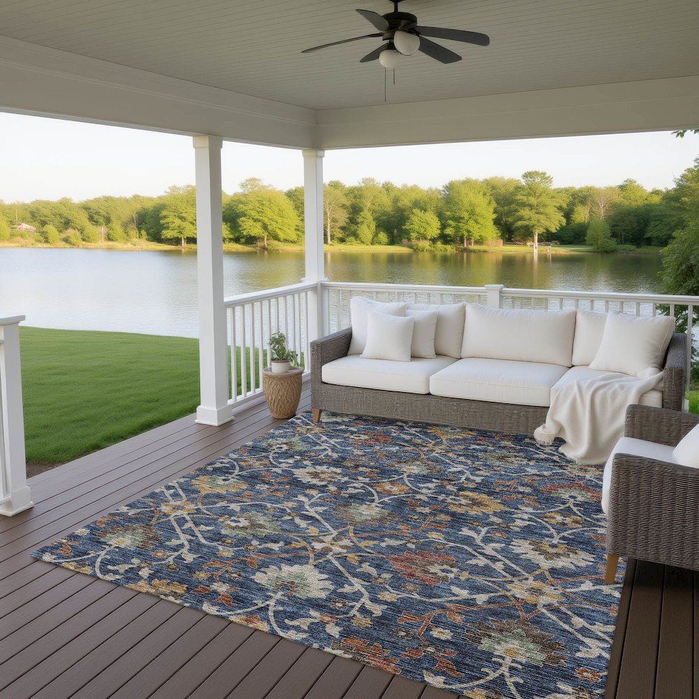Indoor/Outdoor Silk Road Navy 3' x 5' Rug