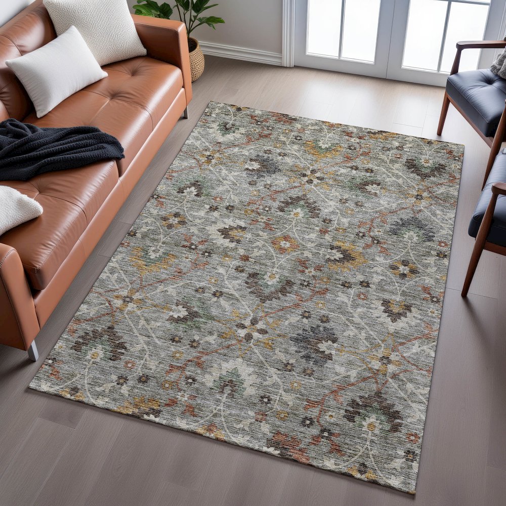 Indoor/Outdoor Silk Road Pewter 3' x 5' Rug