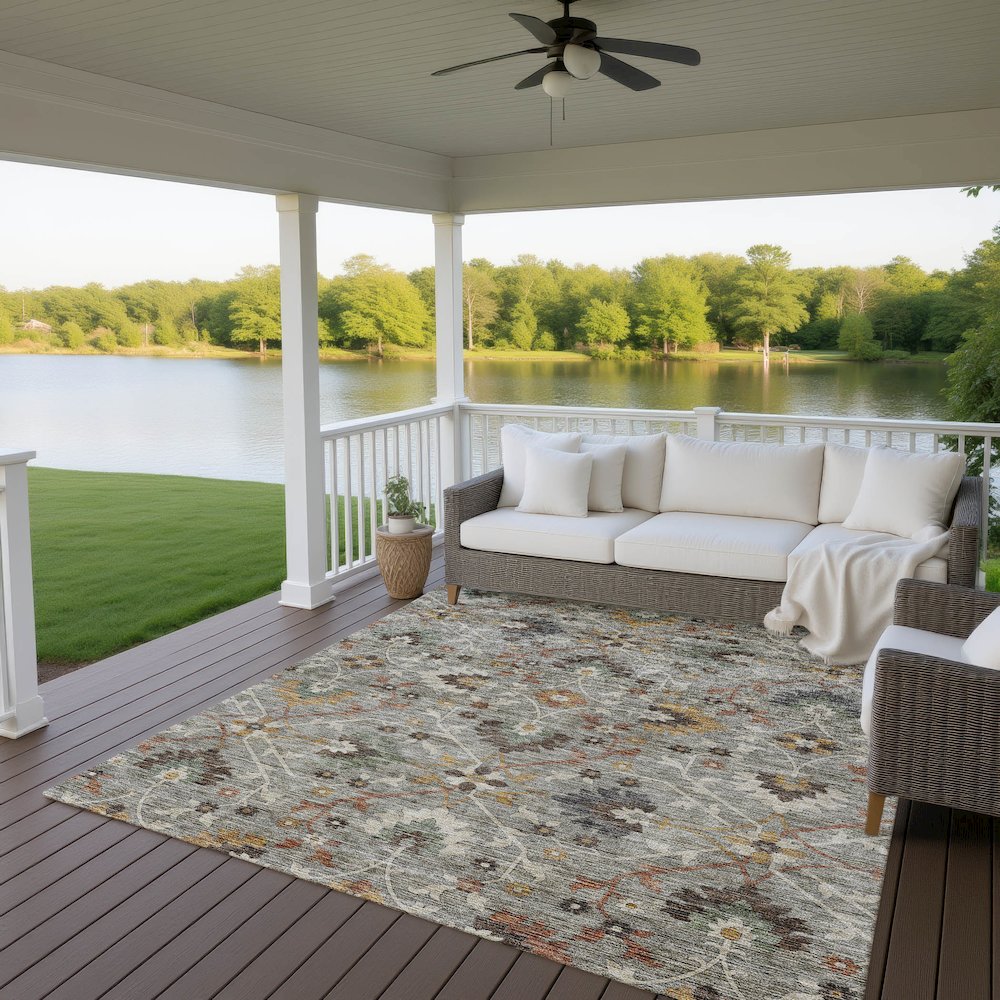 Indoor/Outdoor Silk Road Pewter 3' x 5' Rug