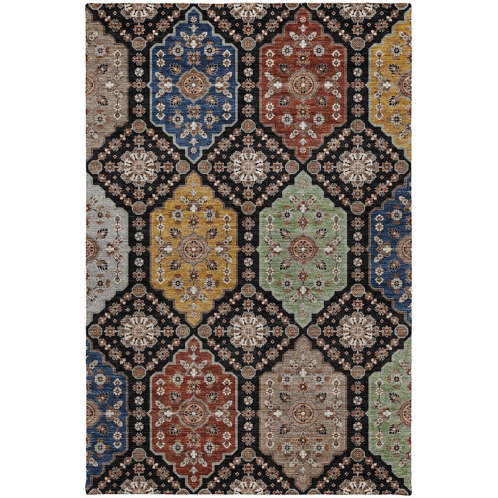 Indoor/Outdoor Silk Road Black 3' x 5' Rug