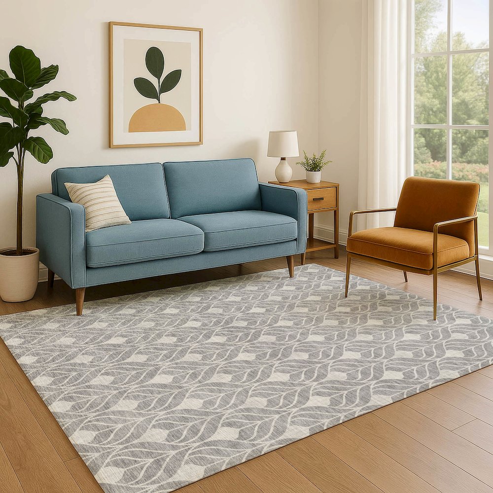 Luxury Washable Indoor/Outdoor The Reserve Gray 3' x 5' Rug