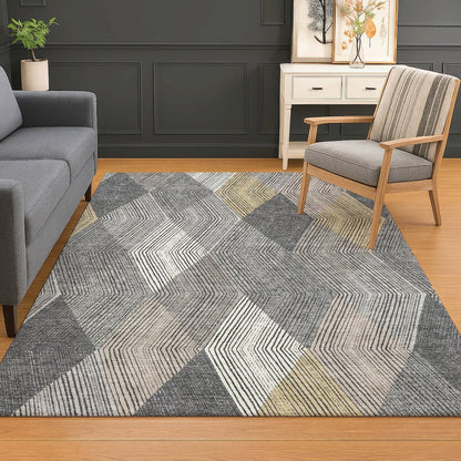 Luxury Washable Indoor/Outdoor The Reserve Charcoal 3' x 5' Rug