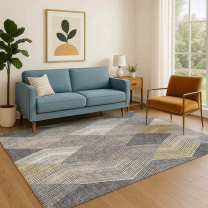 Luxury Washable Indoor/Outdoor The Reserve Charcoal 3' x 5' Rug