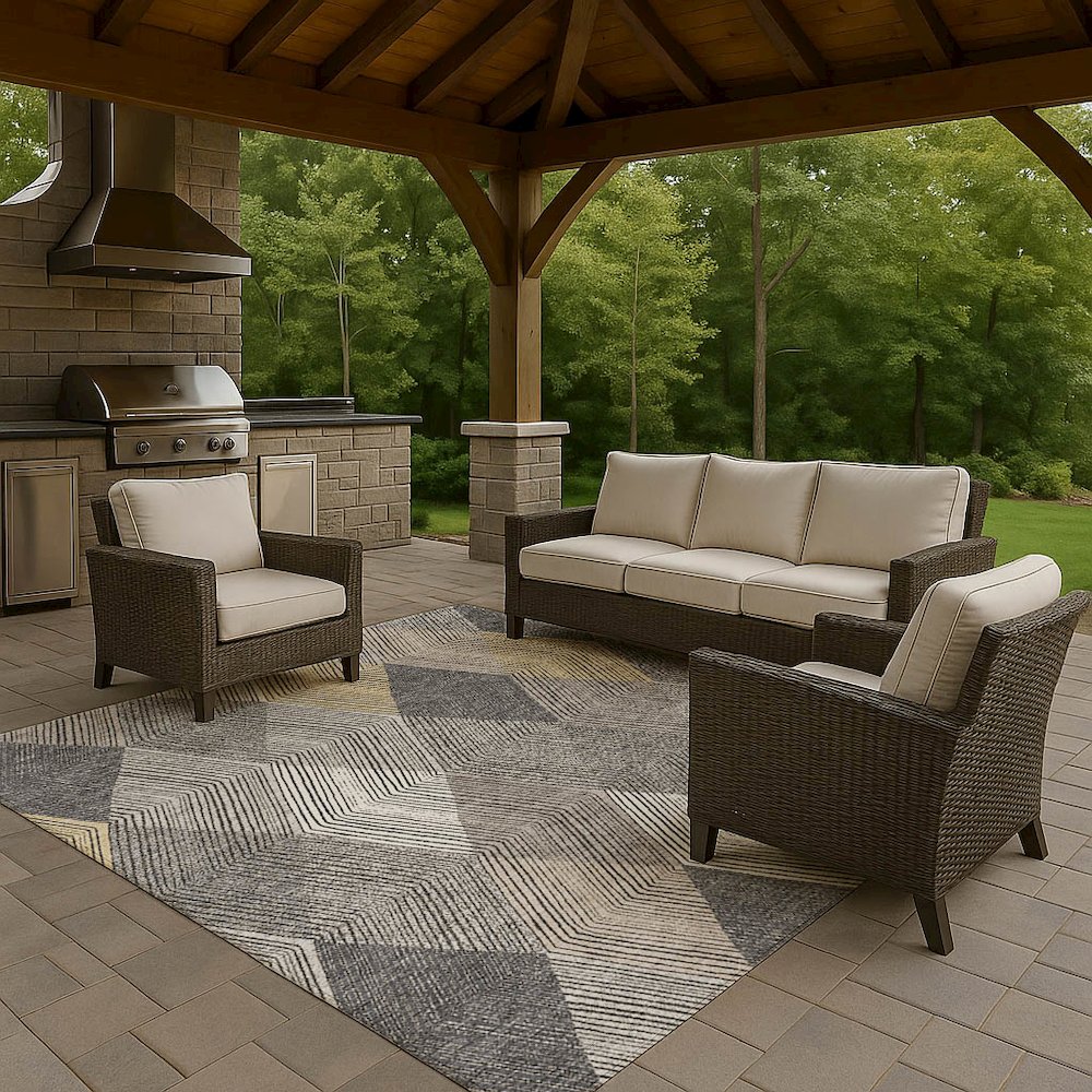 Luxury Washable Indoor/Outdoor The Reserve Charcoal 3' x 5' Rug