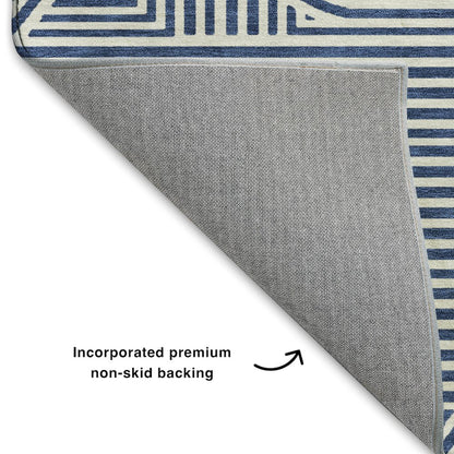 Luxury Washable Indoor/Outdoor The Reserve Navy 2'3" x 7'6" Runner Rug