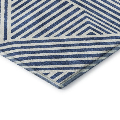 Luxury Washable Indoor/Outdoor The Reserve Navy 2'3" x 7'6" Runner Rug