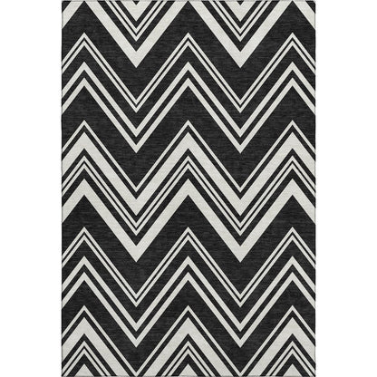 Luxury Washable Indoor/Outdoor The Reserve Black 3' x 5' Rug