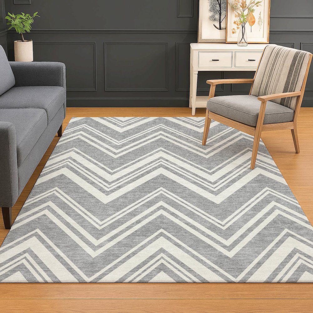 Luxury Washable Indoor/Outdoor The Reserve Pewter 3' x 5' Rug