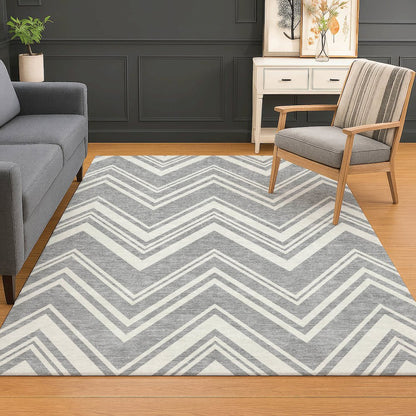 Luxury Washable Indoor/Outdoor The Reserve Pewter 3' x 5' Rug