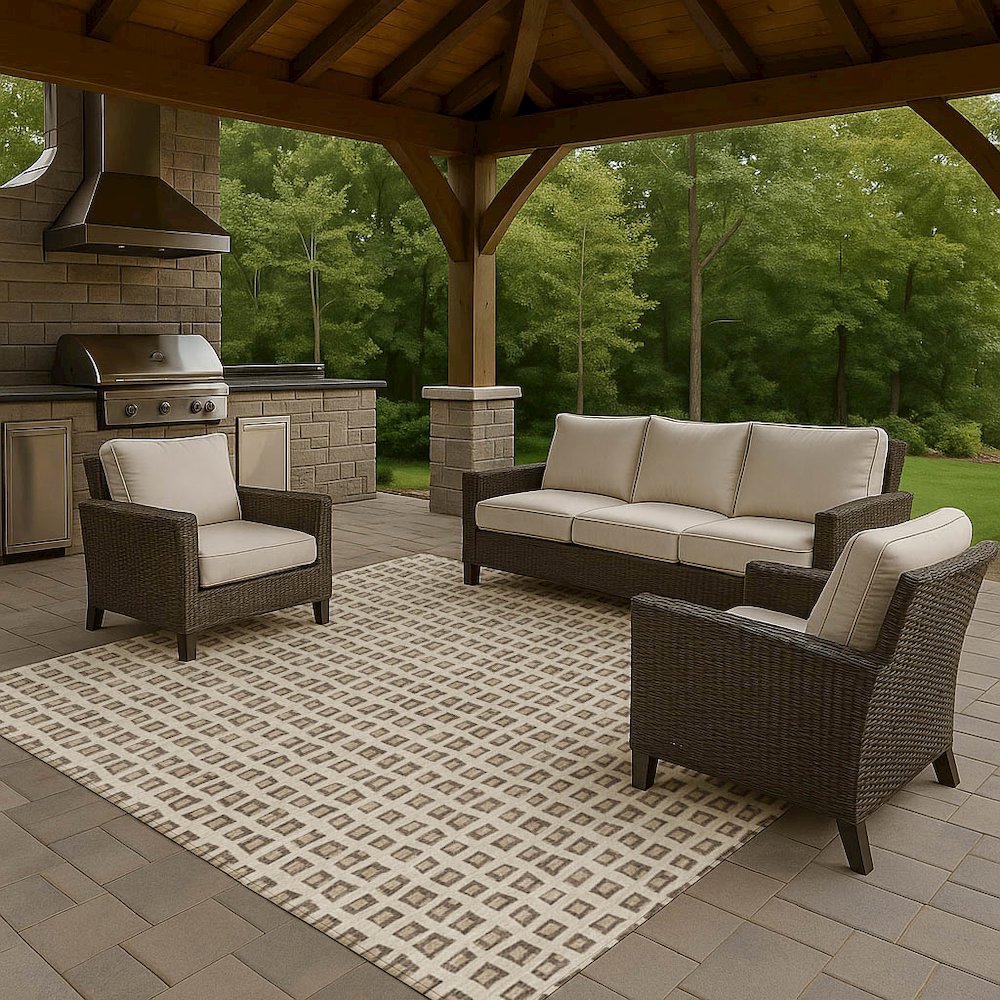 Luxury Washable Indoor/Outdoor The Reserve Brown 3' x 5' Rug