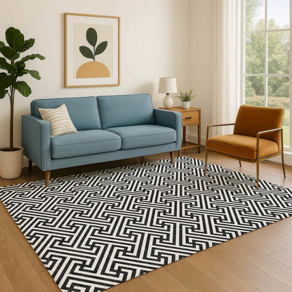 Luxury Washable Indoor/Outdoor The Reserve Black 3' x 5' Rug