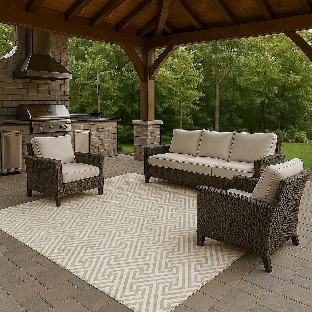 Luxury Washable Indoor/Outdoor The Reserve Flax 3' x 5' Rug