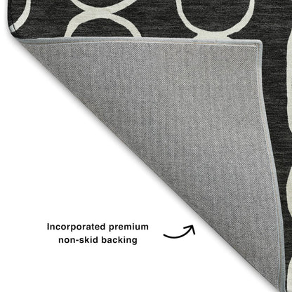 Luxury Washable Indoor/Outdoor The Reserve Black 2'3" x 7'6" Runner Rug