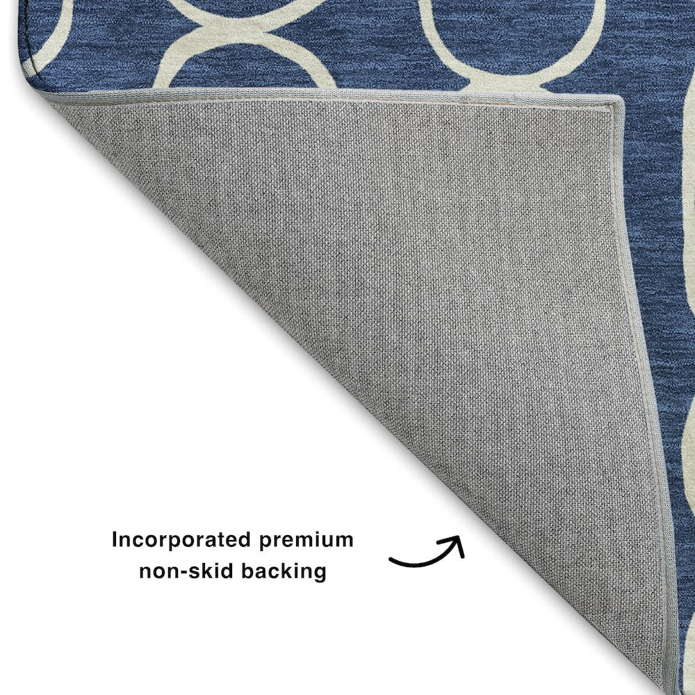 Luxury Washable Indoor/Outdoor The Reserve Navy 2'3" x 7'6" Runner Rug