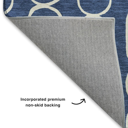 Luxury Washable Indoor/Outdoor The Reserve Navy 2'3" x 7'6" Runner Rug