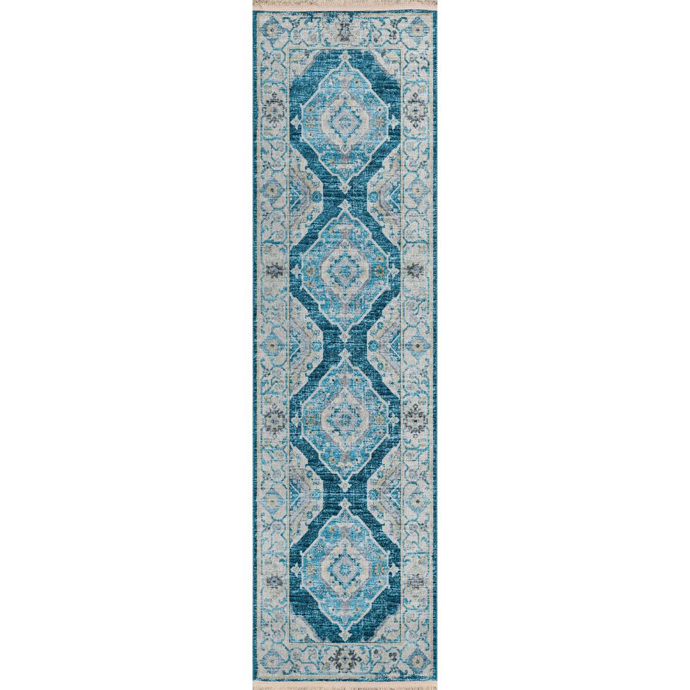Indoor/Outdoor Marbella MB1 Indigo Washable 2'3" x 12' Runner Rug