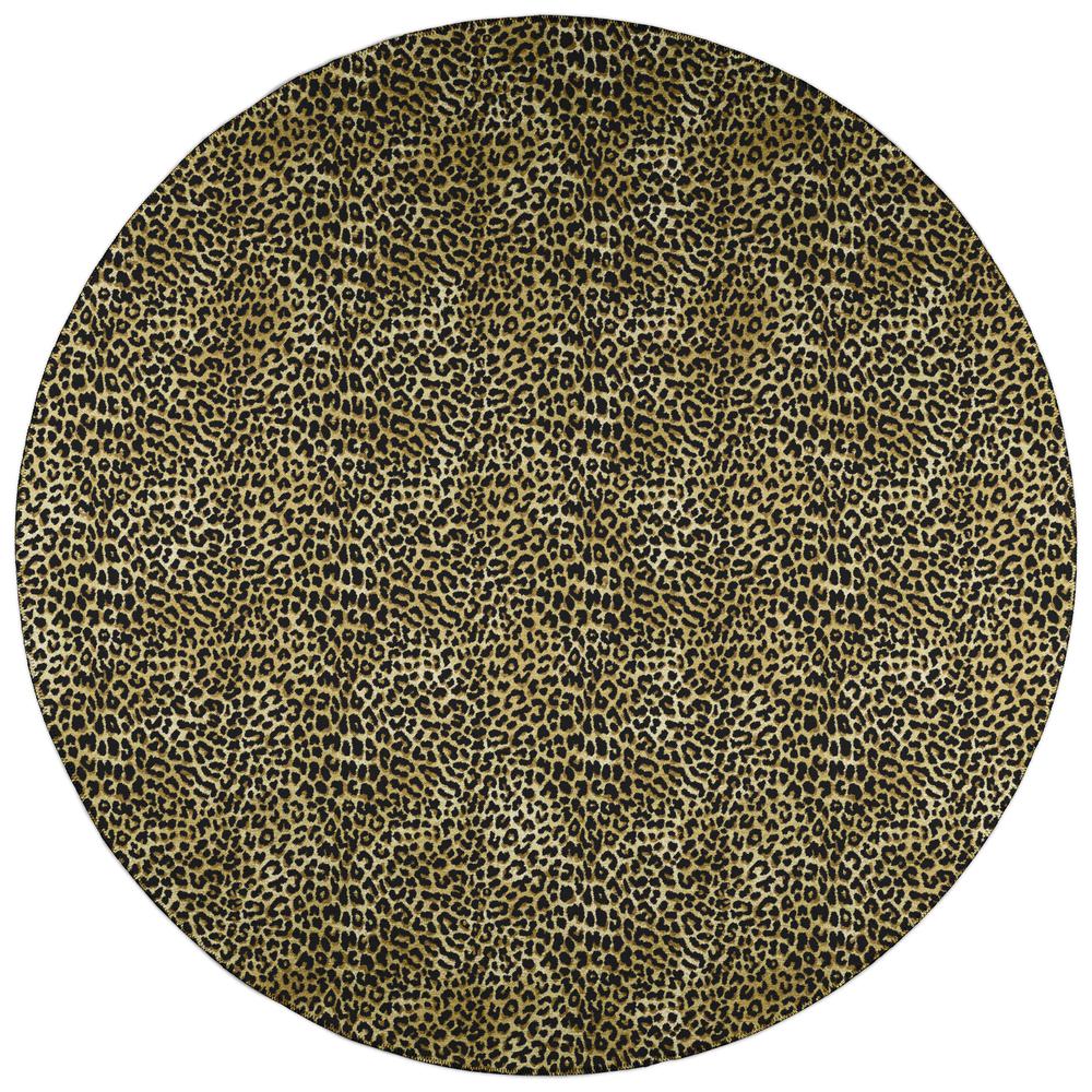 Indoor/Outdoor Mali ML2 Gold Washable 4' x 4' Round Rug