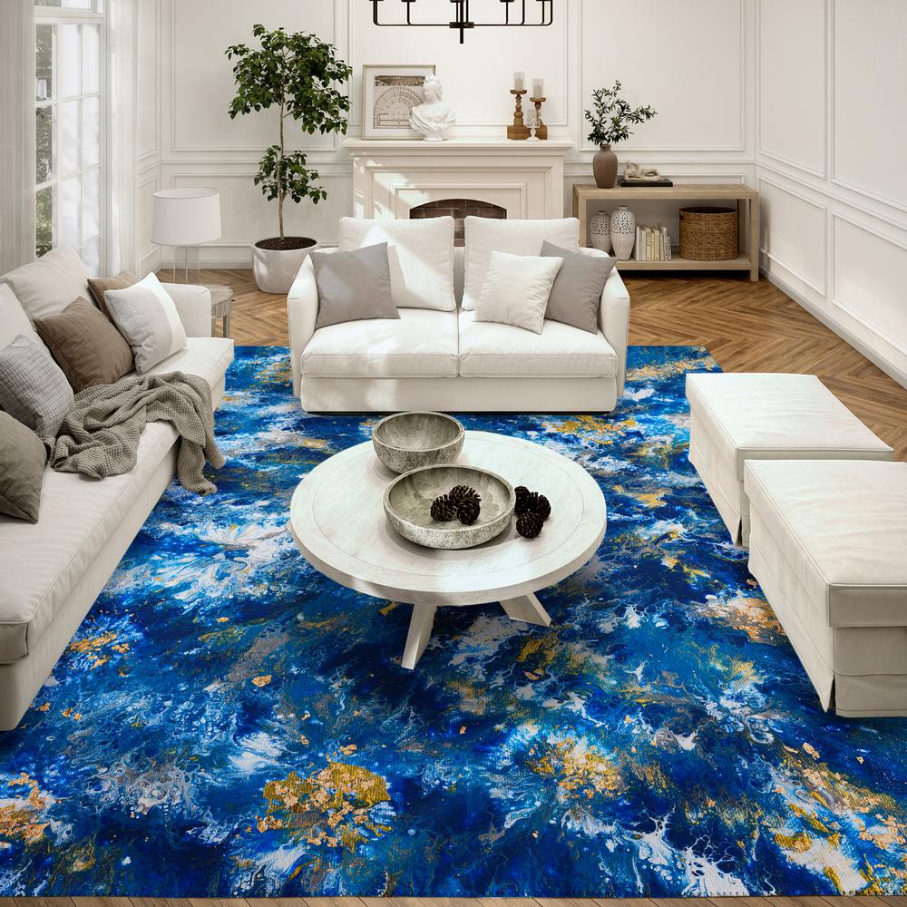 Karina Blue Modern Abstract 9' x 12' Area Rug Blue AKC47