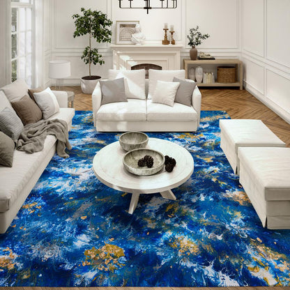 Karina Blue Modern Abstract 9' x 12' Area Rug Blue AKC47