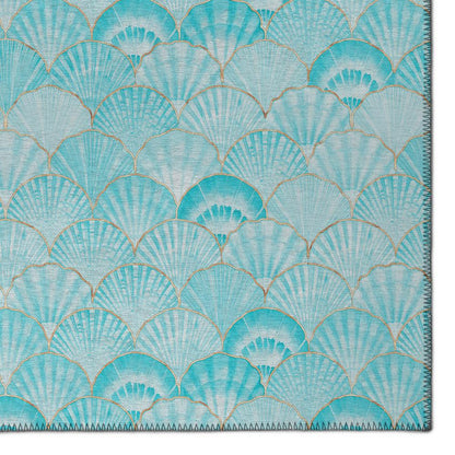 Indoor/Outdoor Seabreeze SZ2 Teal Washable 10' x 14' Rug