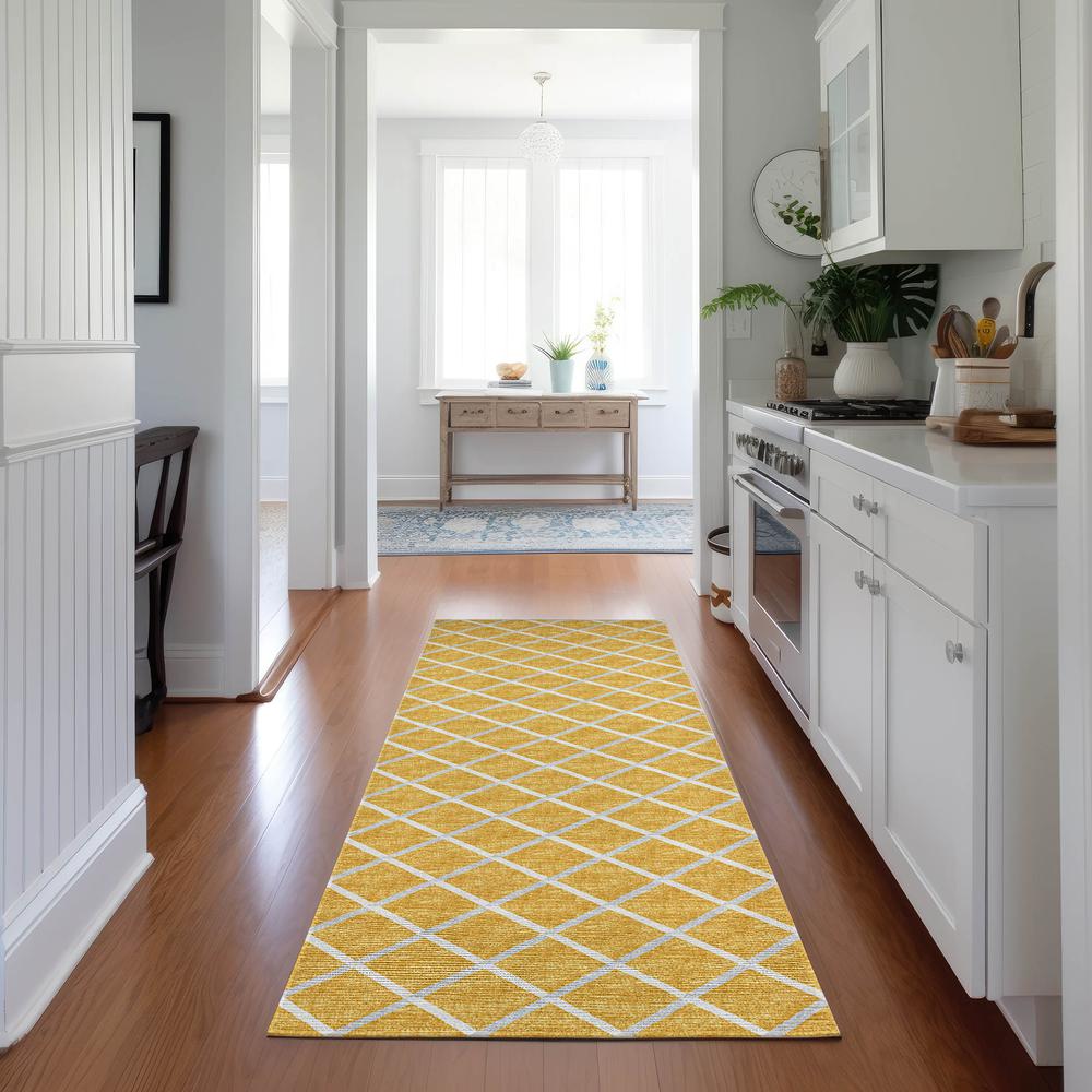 Indoor/Outdoor York YO1 Gold Washable 2'3" x 12' Rug