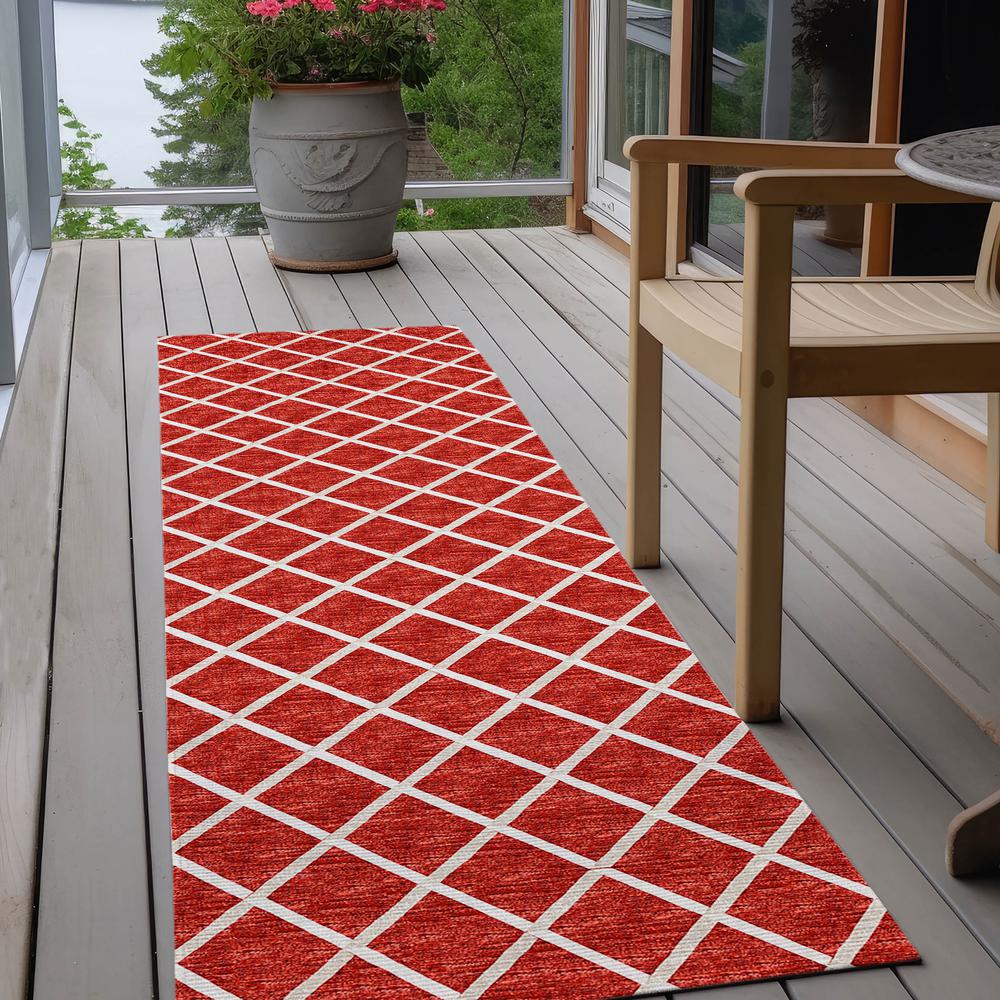 Indoor/Outdoor York YO1 Red Washable 2'3" x 12' Rug