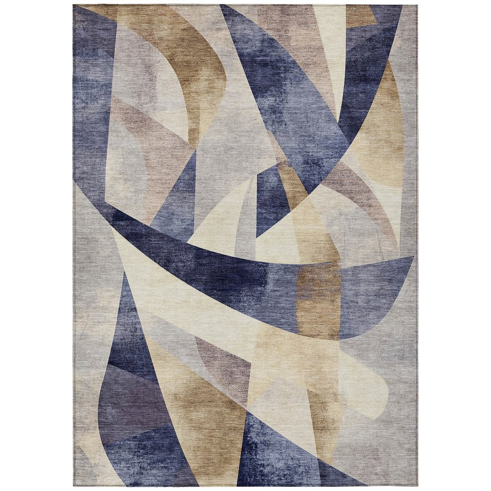 Machine Washable Indoor/Outdoor Chantille Navy 5' x 7'6" Rug