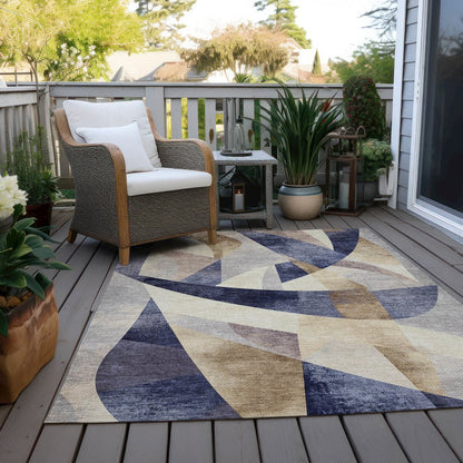 Machine Washable Indoor/Outdoor Chantille Navy 5' x 7'6" Rug