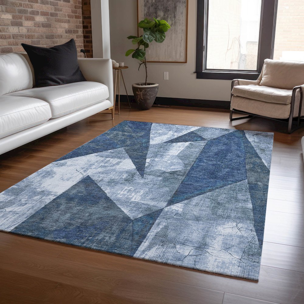 Machine Washable Indoor/Outdoor Chantille Navy 5' x 7'6" Rug