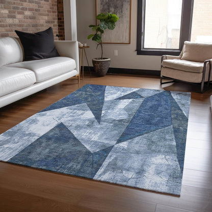 Machine Washable Indoor/Outdoor Chantille Navy 5' x 7'6" Rug