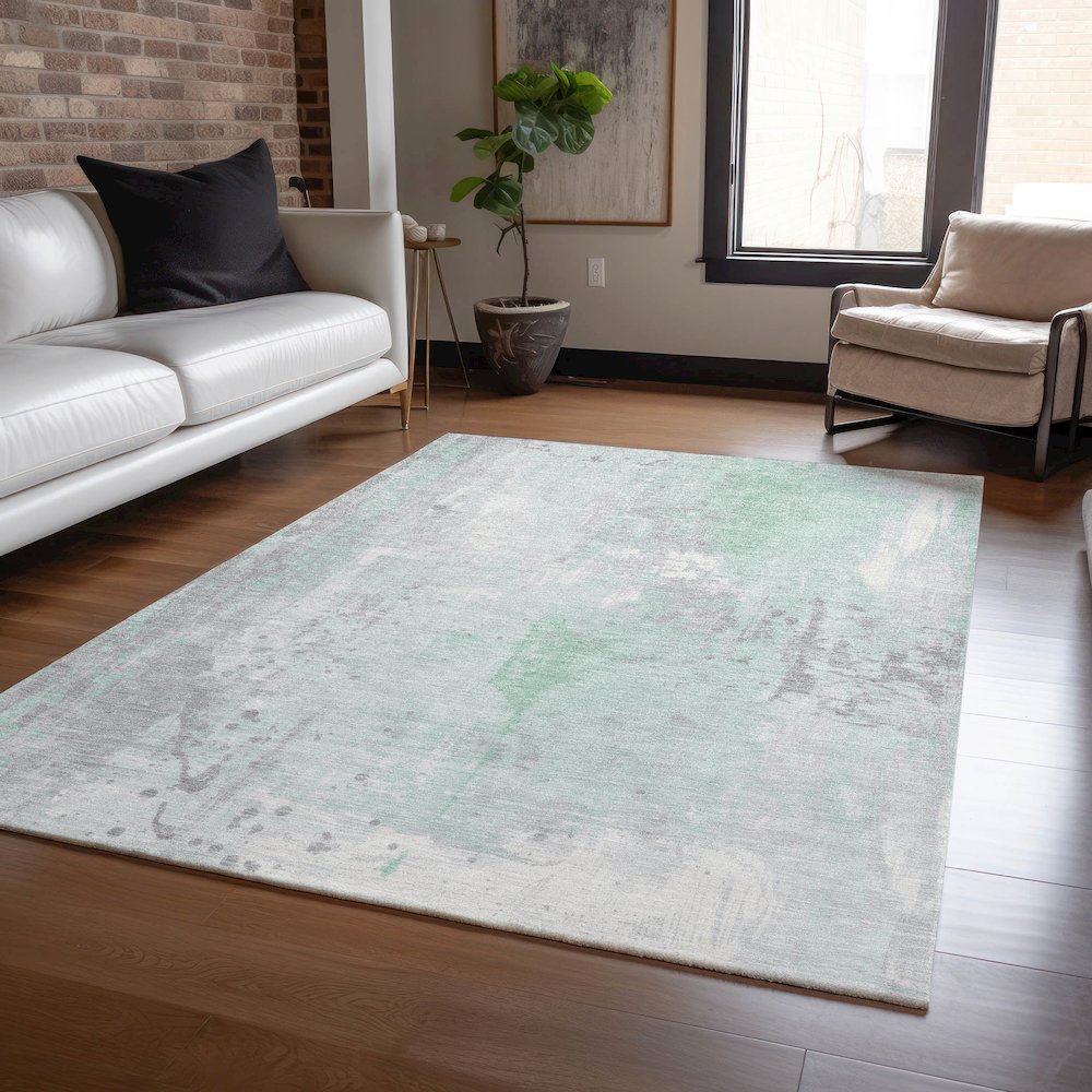 Machine Washable Indoor/Outdoor Chantille Mint 5' x 7'6" Rug