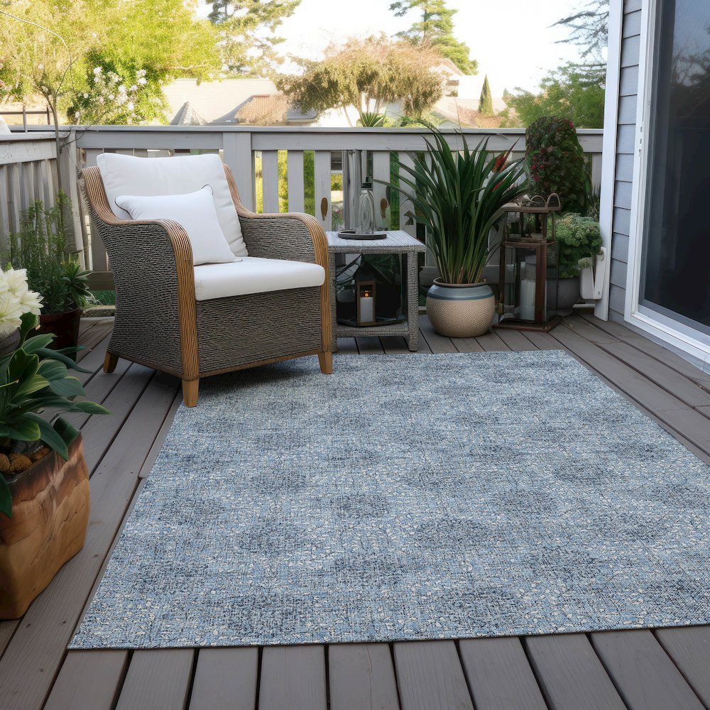 Machine Washable Indoor/Outdoor Chantille Blue 5' x 7'6" Rug