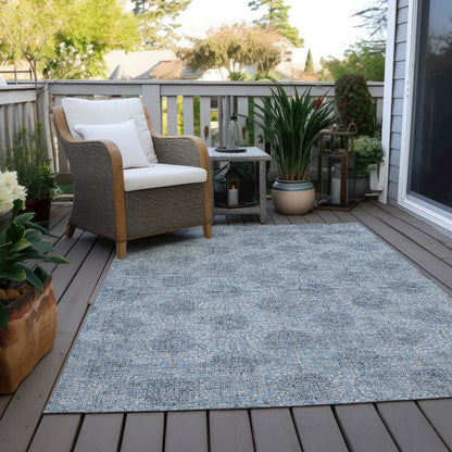 Machine Washable Indoor/Outdoor Chantille Blue 5' x 7'6" Rug