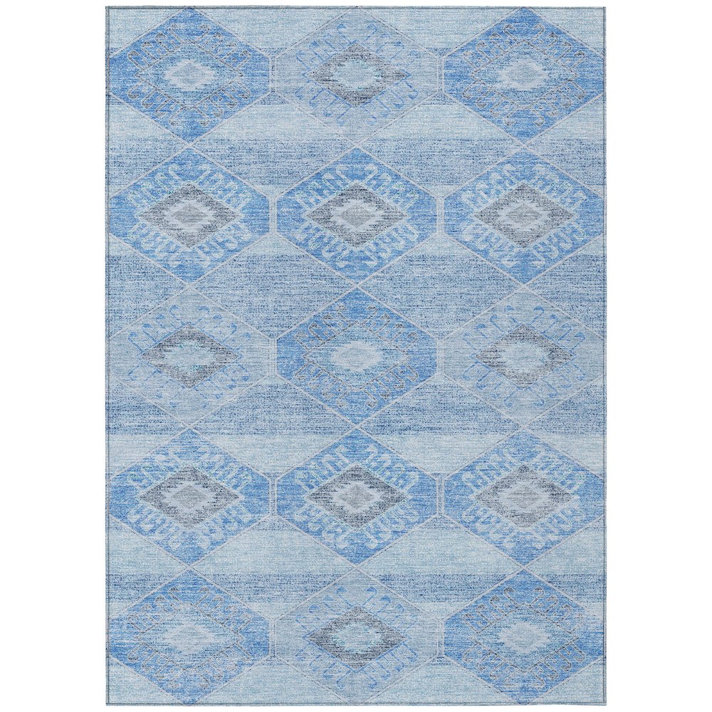 Machine Washable Indoor/Outdoor Chantille Blue 5' x 7'6" Rug