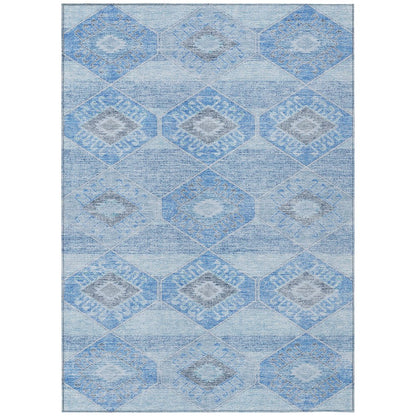 Machine Washable Indoor/Outdoor Chantille Blue 5' x 7'6" Rug