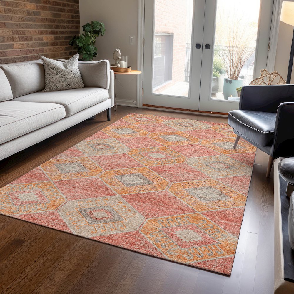 Machine Washable Indoor/Outdoor Chantille Coral 5' x 7'6" Rug