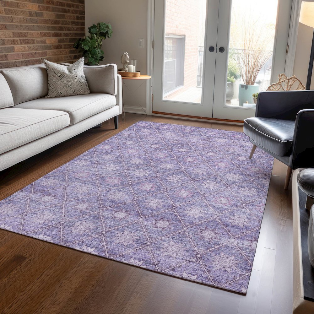 Machine Washable Indoor/Outdoor Chantille Purple 5' x 7'6" Rug