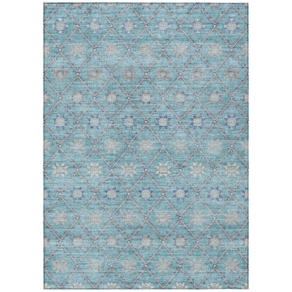 Machine Washable Indoor/Outdoor Chantille Teal 5' x 7'6" Rug