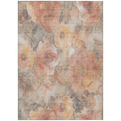 Machine Washable Indoor/Outdoor Chantille Peach 5' x 7'6" Rug
