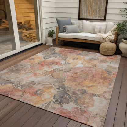 Machine Washable Indoor/Outdoor Chantille Peach 5' x 7'6" Rug