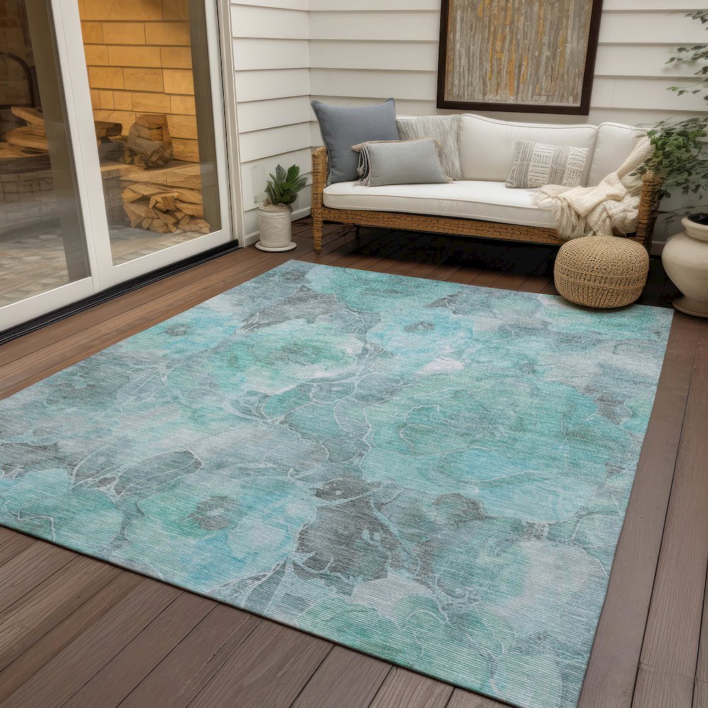 Machine Washable Indoor/Outdoor Chantille Teal 5' x 7'6" Rug