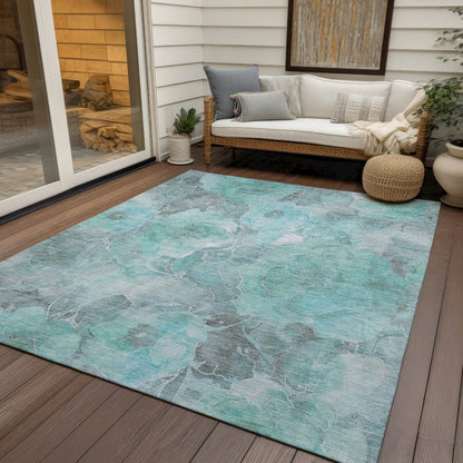 Machine Washable Indoor/Outdoor Chantille Teal 5' x 7'6" Rug
