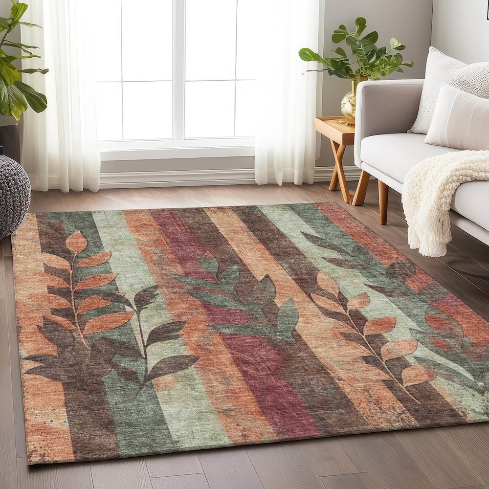 Machine Washable Indoor/Outdoor Chantille Terracotta 5' x 7'6" Rug