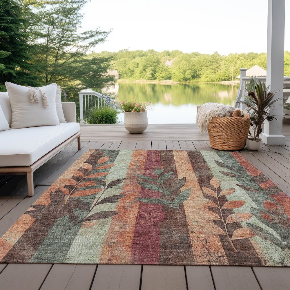Machine Washable Indoor/Outdoor Chantille Terracotta 5' x 7'6" Rug