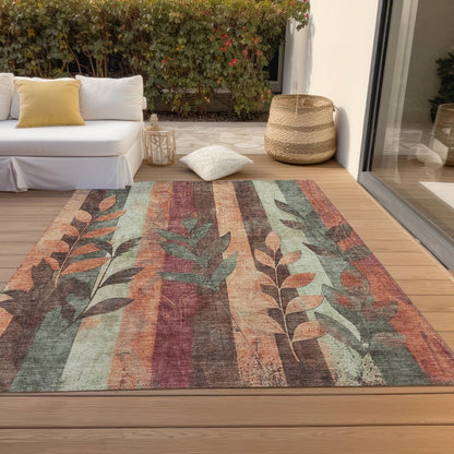 Machine Washable Indoor/Outdoor Chantille Terracotta 5' x 7'6" Rug